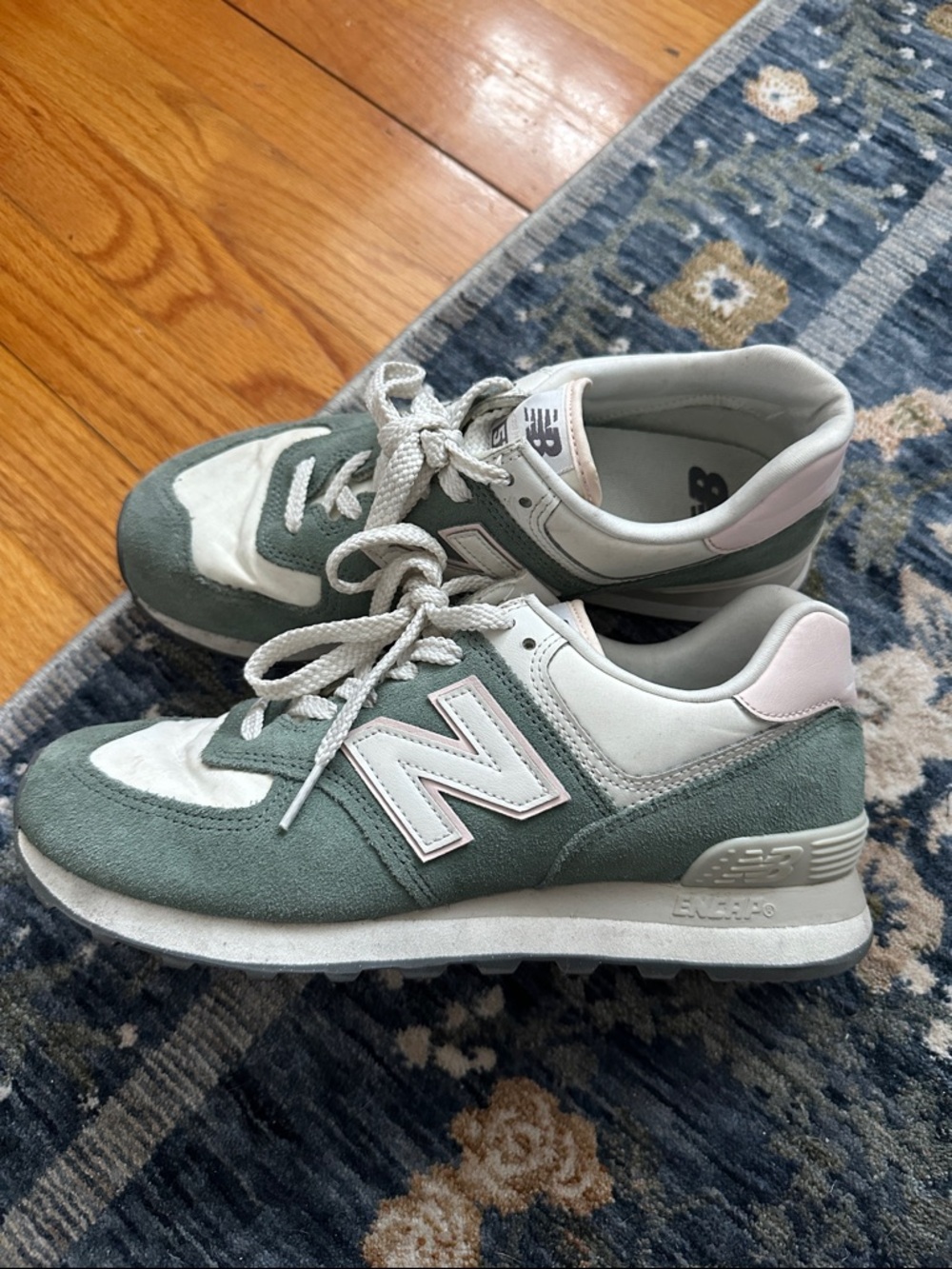 New Balance 574 Green Suede Sneakers 9.5